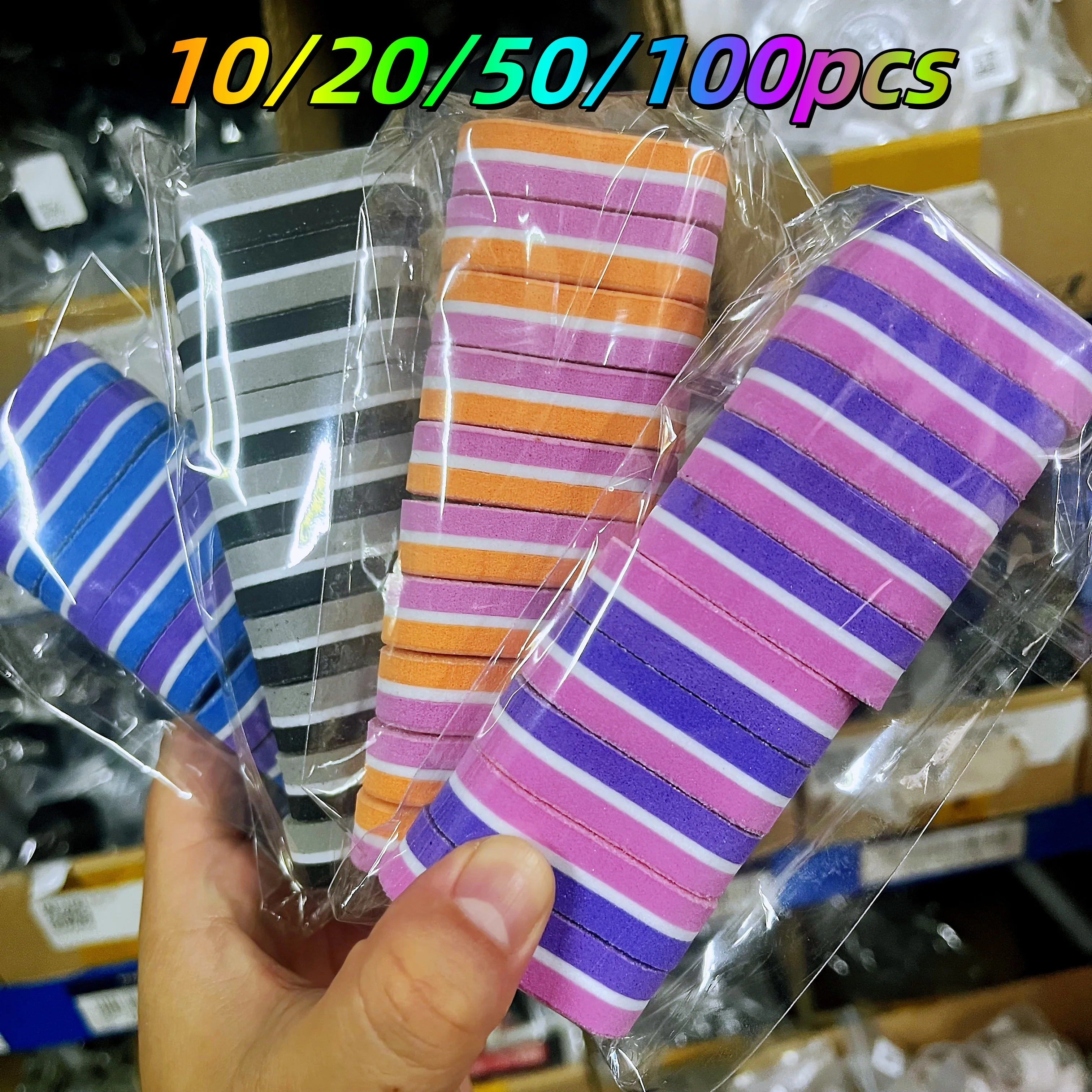 10/20/50/100 Stuks Dubbelzijdig Mini Nagelvijl Polijsten Schuurpapier Spons Schuren Buffer Strips Pedicure manicure Slijpen Gereedschap # *