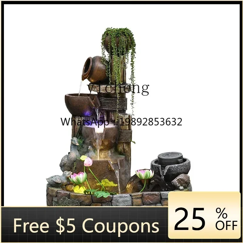 LYY  Chinese-style floor-to-ceiling rockery, flowing water fountain, fish pond ornament, villa courtyard, water curtain wall,