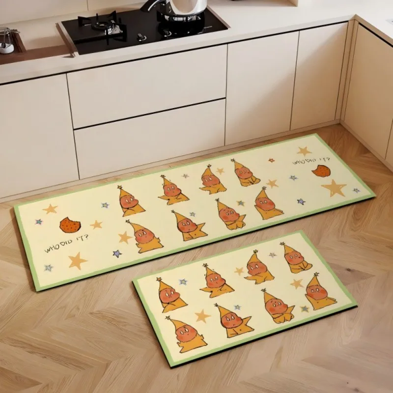 VIKAMA 1/2pcs Playful Fireman Floor Mats Water-Absorbing Non-Slip Kitchen Hallway and Bathroom Rug Set for Home Decoration