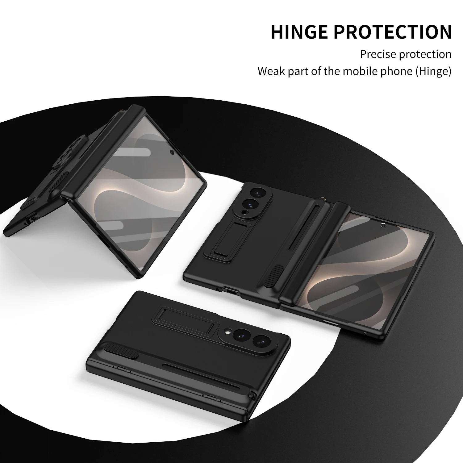 For Samsung Galaxy Z Fold 8 Case Full Hinge Protection with Tempered Glass Film Skin Feel Hard PC Cover Built-in Kickstand S Pen