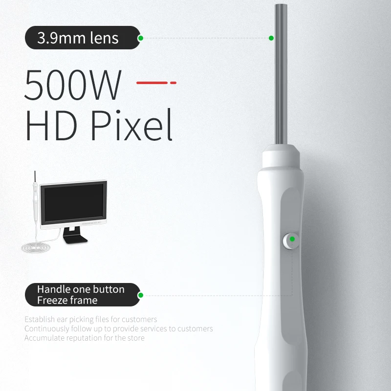 Endoscópio ent 3.2mm 500w pixel 10 polegadas visual ent ultra-clear tela pode tirar fotos e vídeos de baixa temperatura lente endoscópio