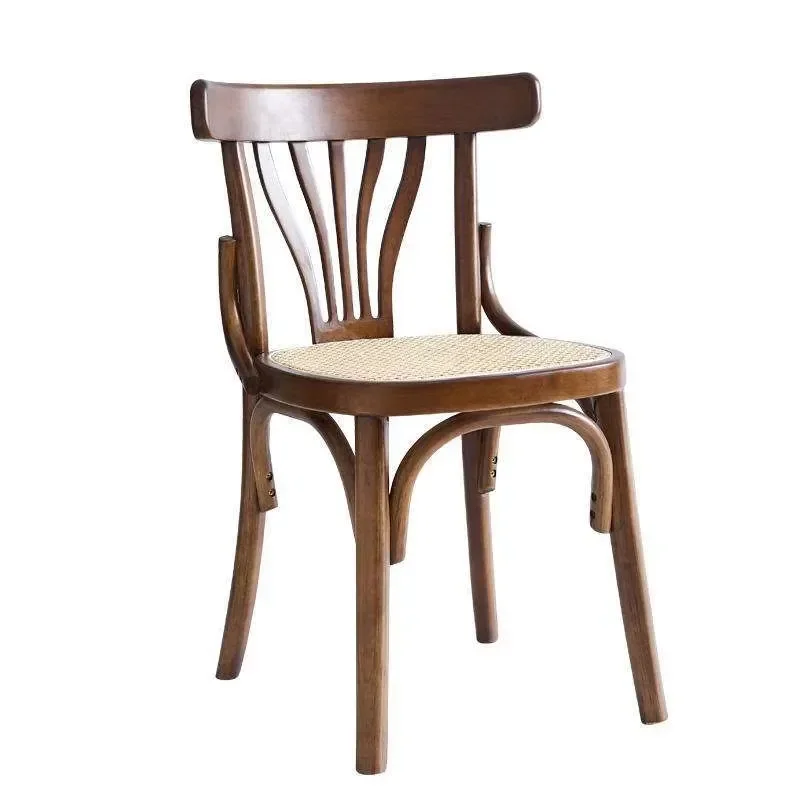 Nordic Vintage Coffee Chair Antique Casual Plank Back Modern Polyurethane Leather Decorated Restaurant Bar Hotel