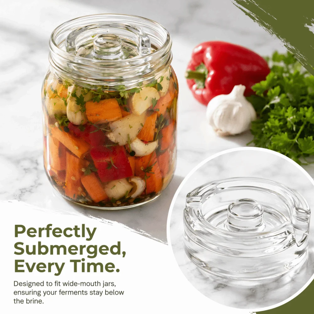 Fermented Glass Weight Lid Clear with Handle Heavy Fermenting Weights Sealed Kitchen Gadgets Wide Mouth Mason Jar Lid Household