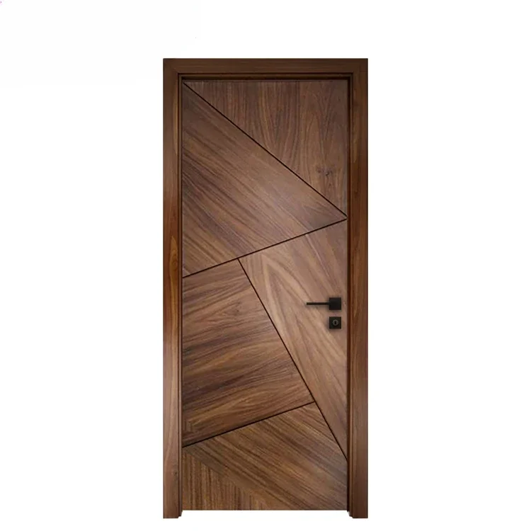 Prettywood American Simple Design Internal Room Home HDF MDF Panel Solid Wooden Veneer Modern Interior Door