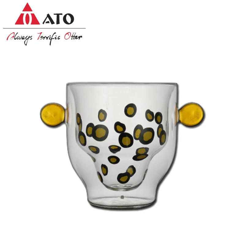 ATO Classic Glass Coffee Cup Double Wall Glass leopard glass cup Tea spot glass Mug