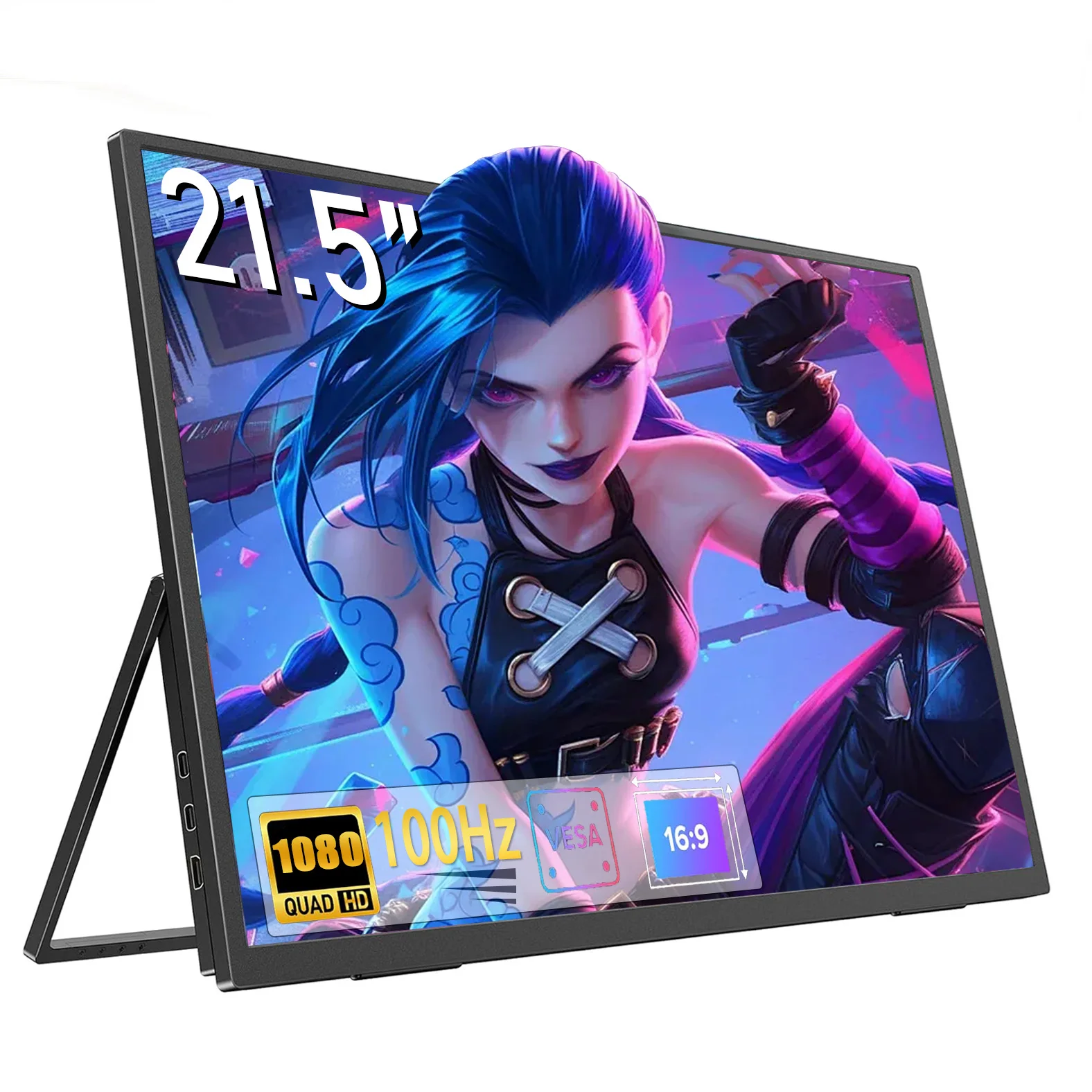 

21.5inch Mobile Portable Monitor IPS Second Game Screen Extended Display for Laptop with Bracket For xbox/raspberry Pi AHXJKA
