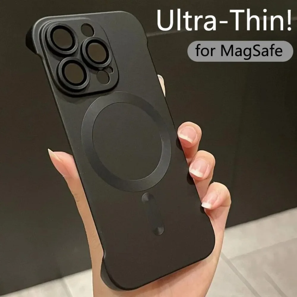 Magnetisches kabelloses Laden für Magsafe-Hülle für iPhone 16, 15, 14, 13, 12 Pro Max Plus, luxuriöse, ultradünne, rahmenlose, matte Hartschale