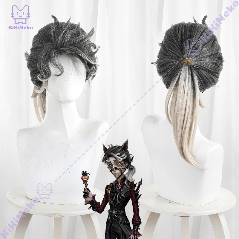 Game Identity V Composer Umber Cosplay Wig Black Silver Gradient High Ponytail Hairstyle For Comicon Party Adult Women Men