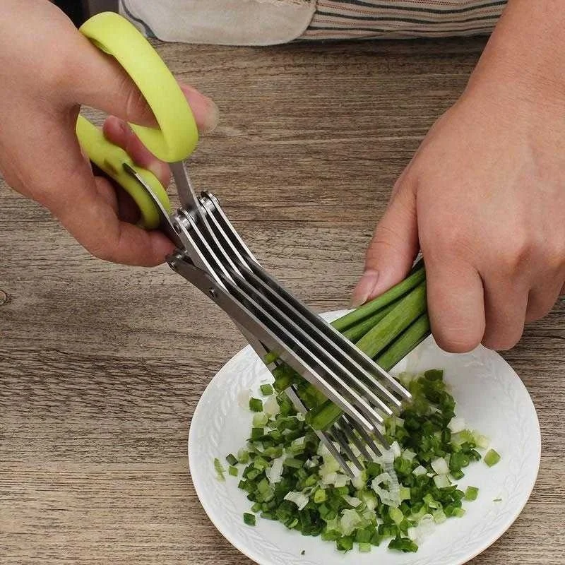 Fast and Easy Stainless Steel 5 Layers Kitchen Scissors Minced Scalion Shredded Herb Rosemary Chopped Cutter Vegetables Tools