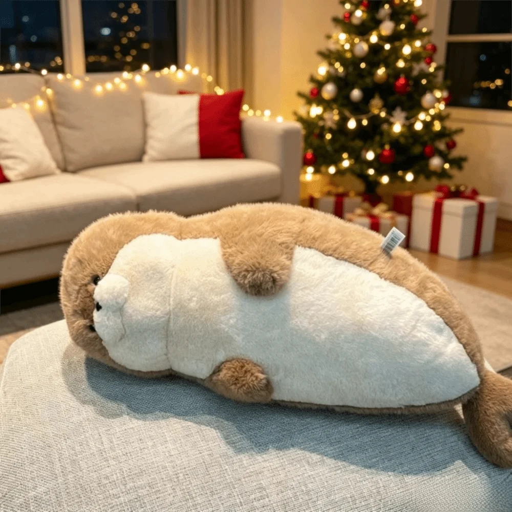 Animal Seal Seal Plush Doll Cartoon Brown Seal Sea Creature Stuffed Animal Cute Kawaii Seal Plush Pillow Gift for Kids