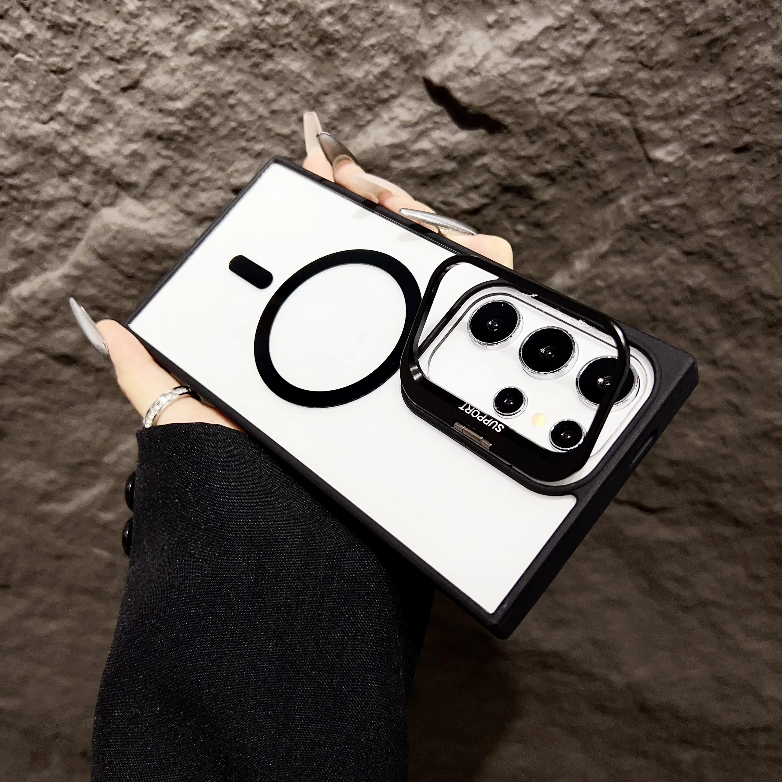 

Hidden Metal Frame Magnetic High-Transparency Back Panel Phone Case For Samsung Galaxy S26 S25 S24Ultra S22 Plus S23 Cover