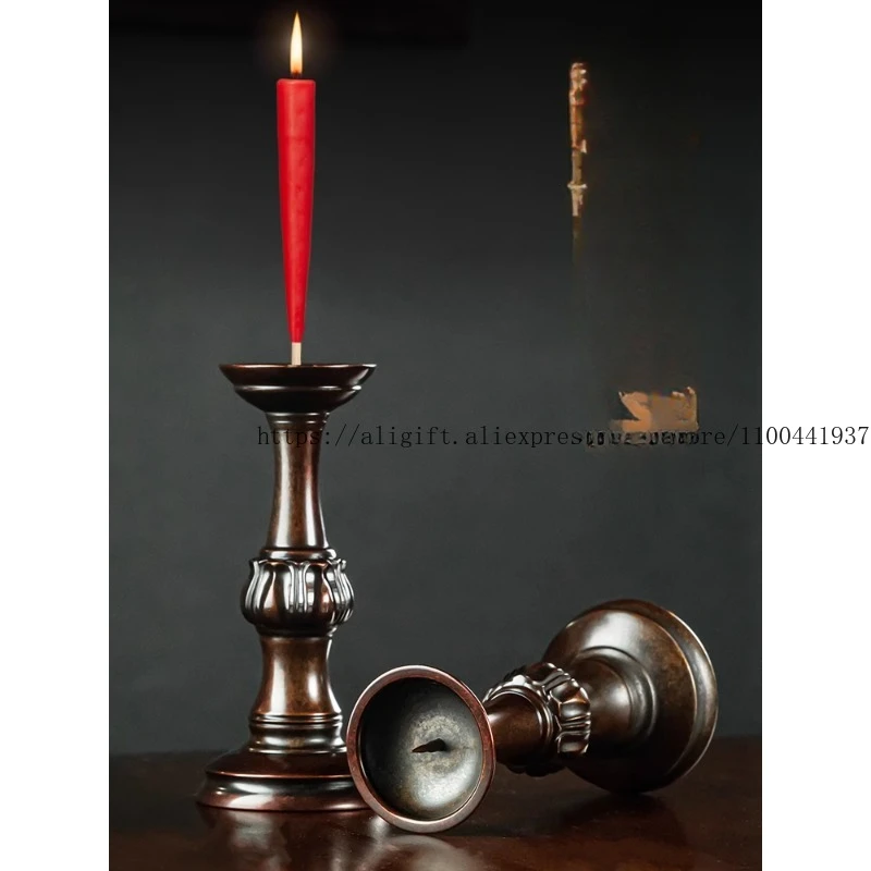 

Copper Candle Holder Ornament for Buddha Candle Holder Household Indoor Old Ghee Lamp Base for Buddha Lamp