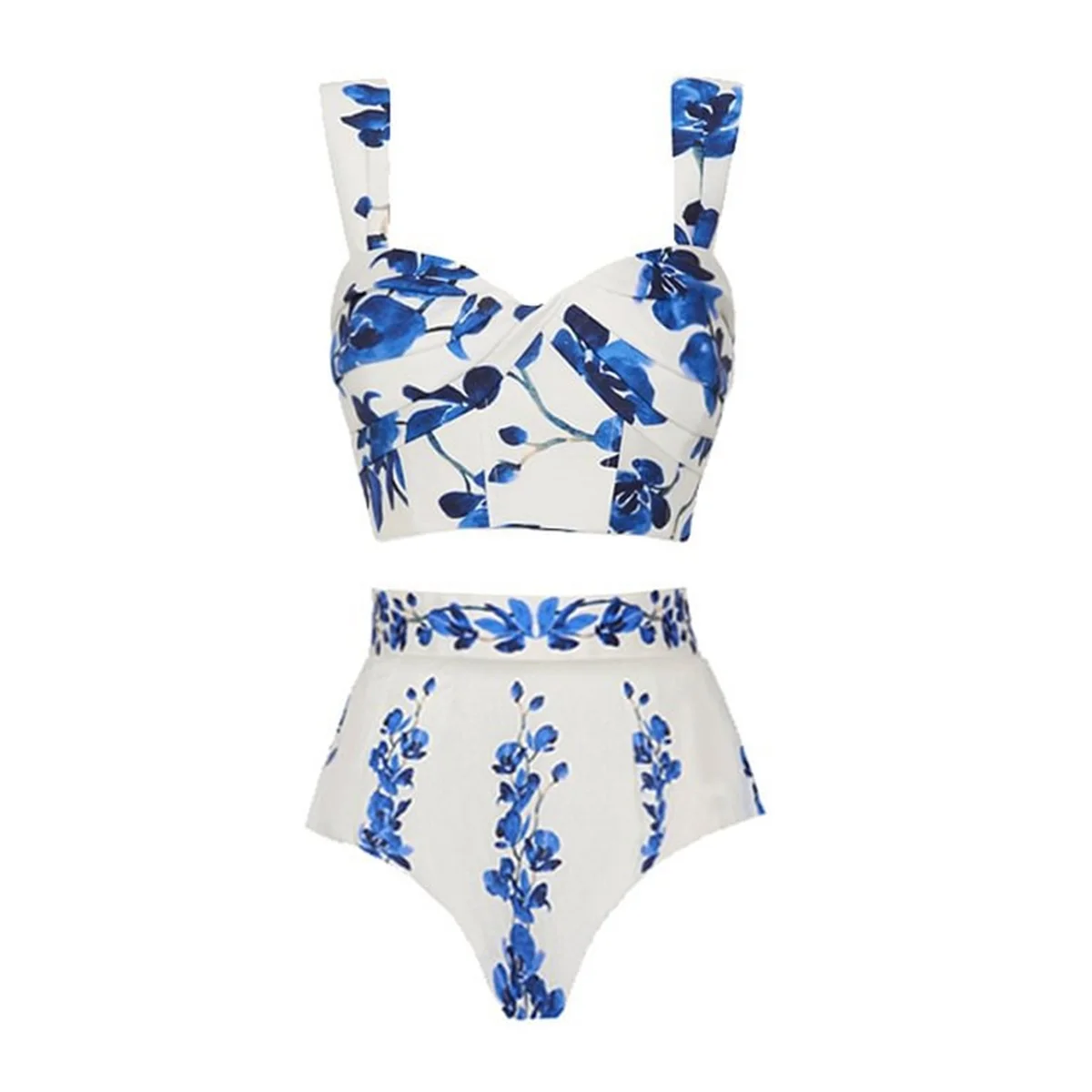 3Pcs Sexy Bikini Set Women Swimsuit Female Halter Swimwear Long Skirt Printed Swimming Suit Slimming Beachwear Brazilian Biquini