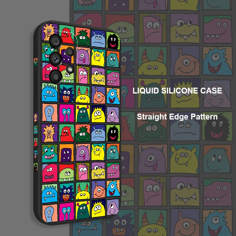 Square Monster Case For Samsung Galaxy A73 A53 A33 A23 A13 A03 A72 A52 A52S A32 A22 A12 A02 A02S A71 A51 A31 A21S 4G 5G Cover