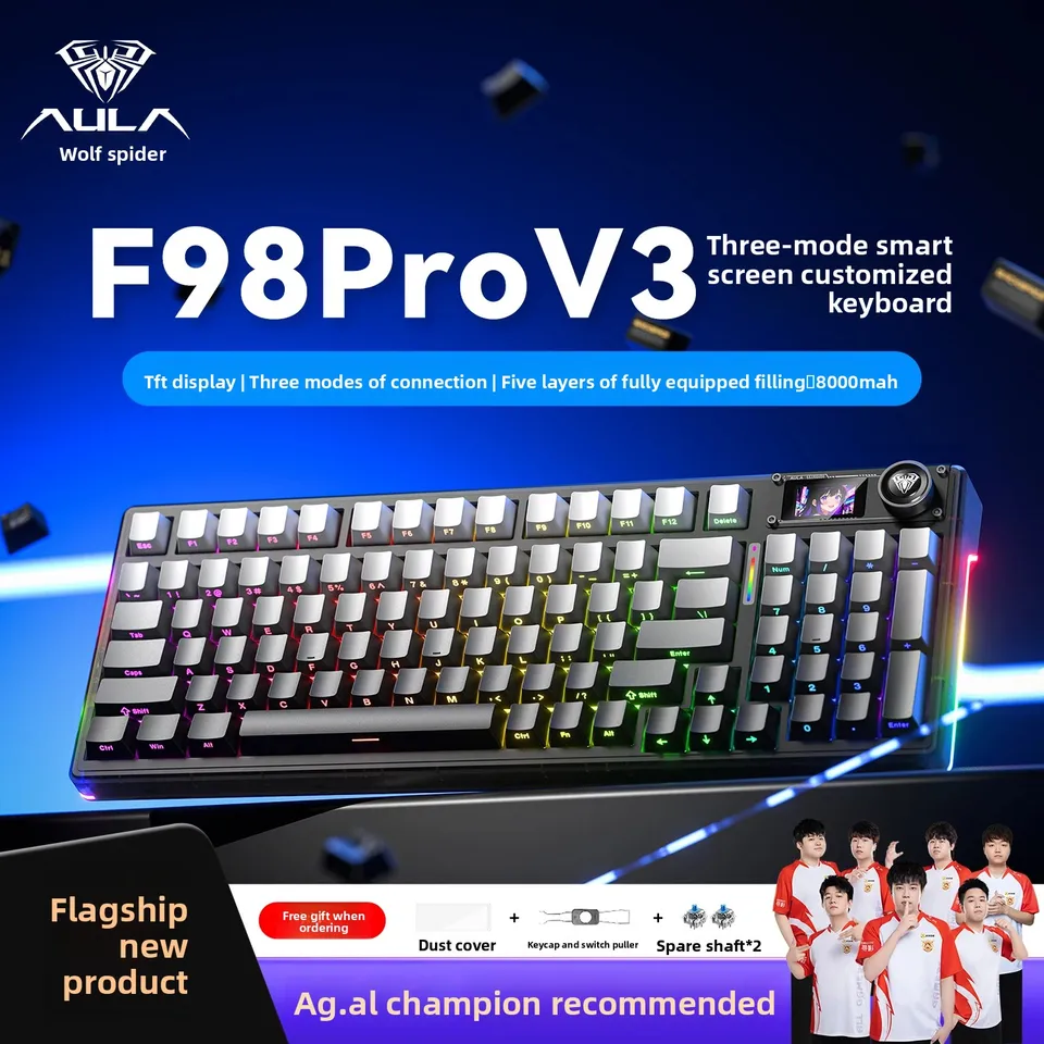 AULA F98Pro V3 メカニカルキーボード 3モード ガスケット構造 ホット