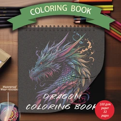 Coloring Book - 7.87 x 7.87 inches 32 pages Dragon Coloring Book - Ideal gift for family or friends