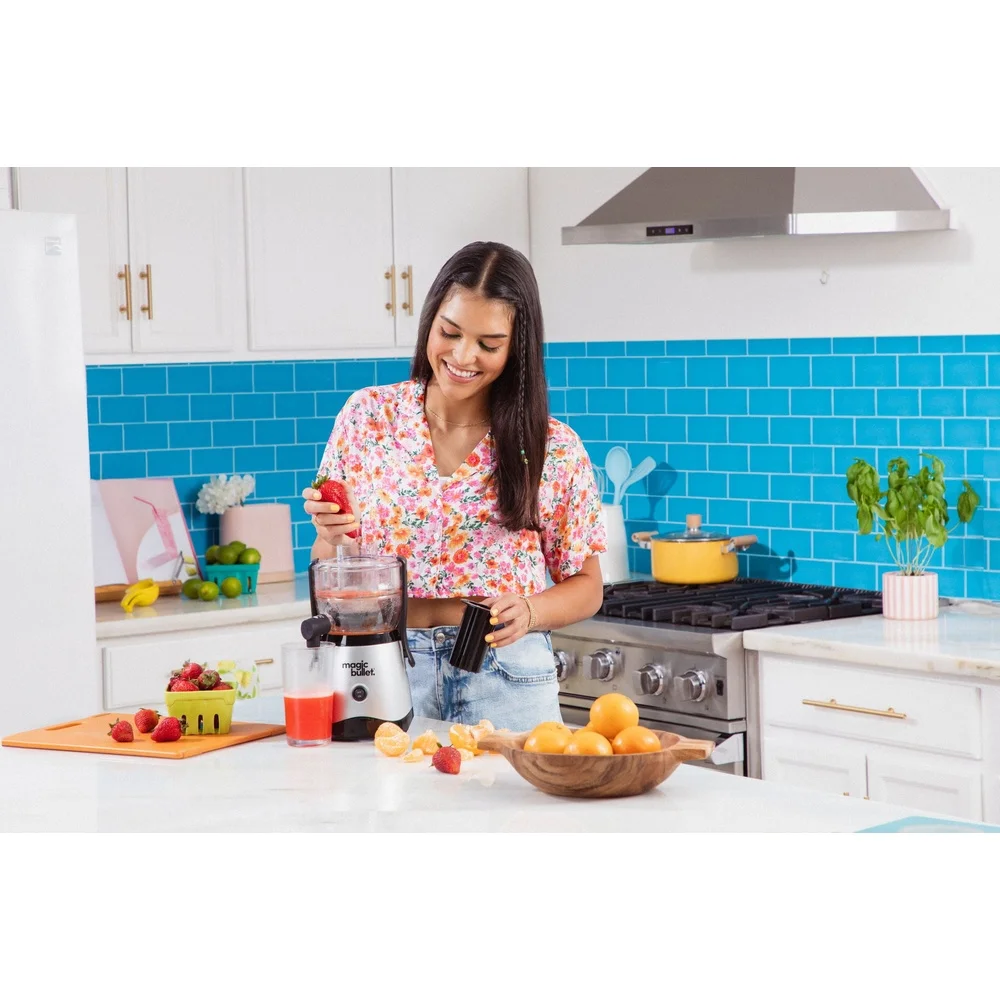 Компактная мини-соковыжималка 400 Вт, эффективная экстрактор для фруктов и овощей, легко чистится, можно мыть в посудомоечной машине, 2-дюймовый кухонный прибор с подачей