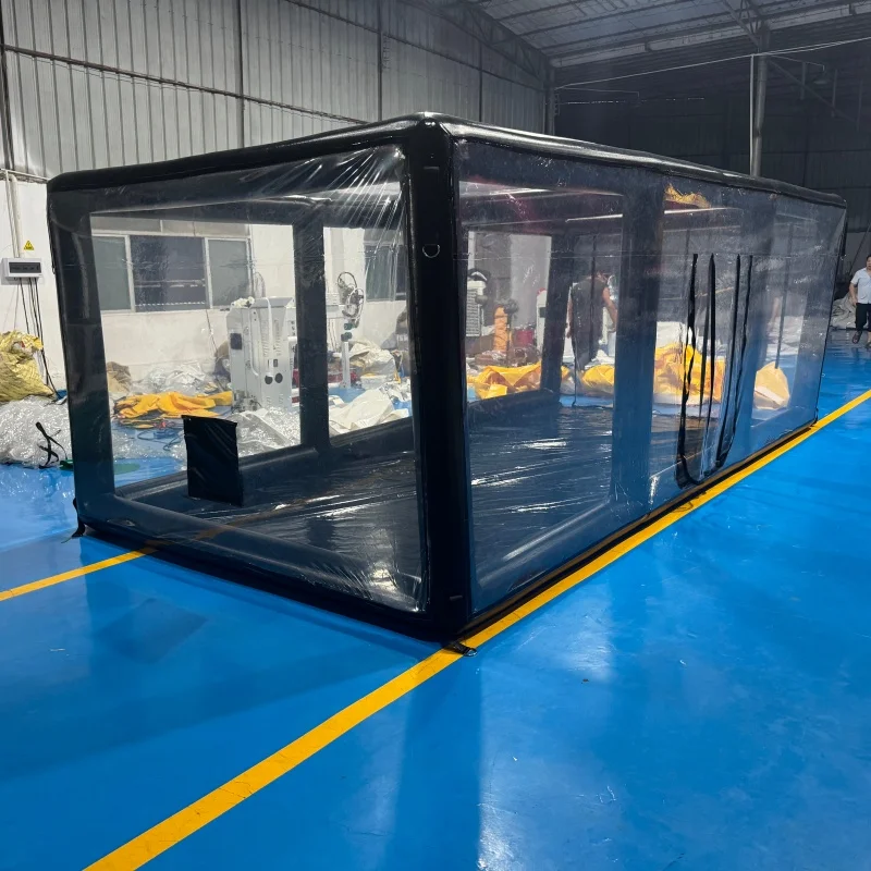Venda quente durável à prova de poeira claro pvc câmara de ar inflável armazenamento de carro bolha capa mostrar tenda com ventilador forte