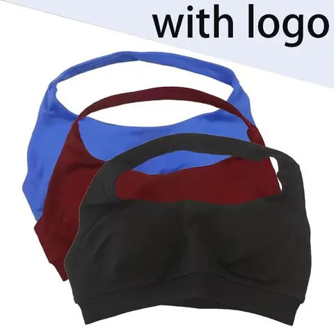 Weißes Logo Tanks Impact Sports mit Damen-BHs, nahtloser Neckholder-Träger, gepolsterter Yoga-BH mit offenem Rücken, mittlerer Halt, Fitnessstudio-Crop-Top