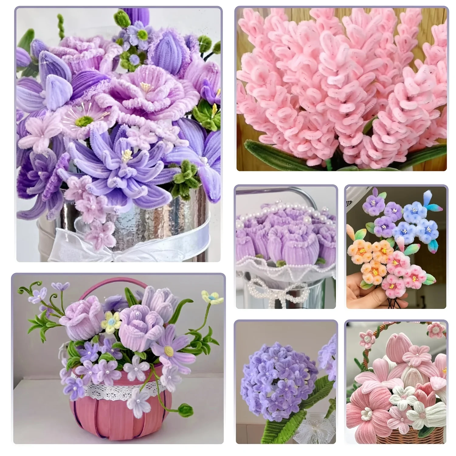 500 Pcs Pipe Cleaners Flower kit, 20pcs Green Floral Wires, 1pc Gardening Tape, 150pcs Stamen, Pipe Cleaners Craft view 6