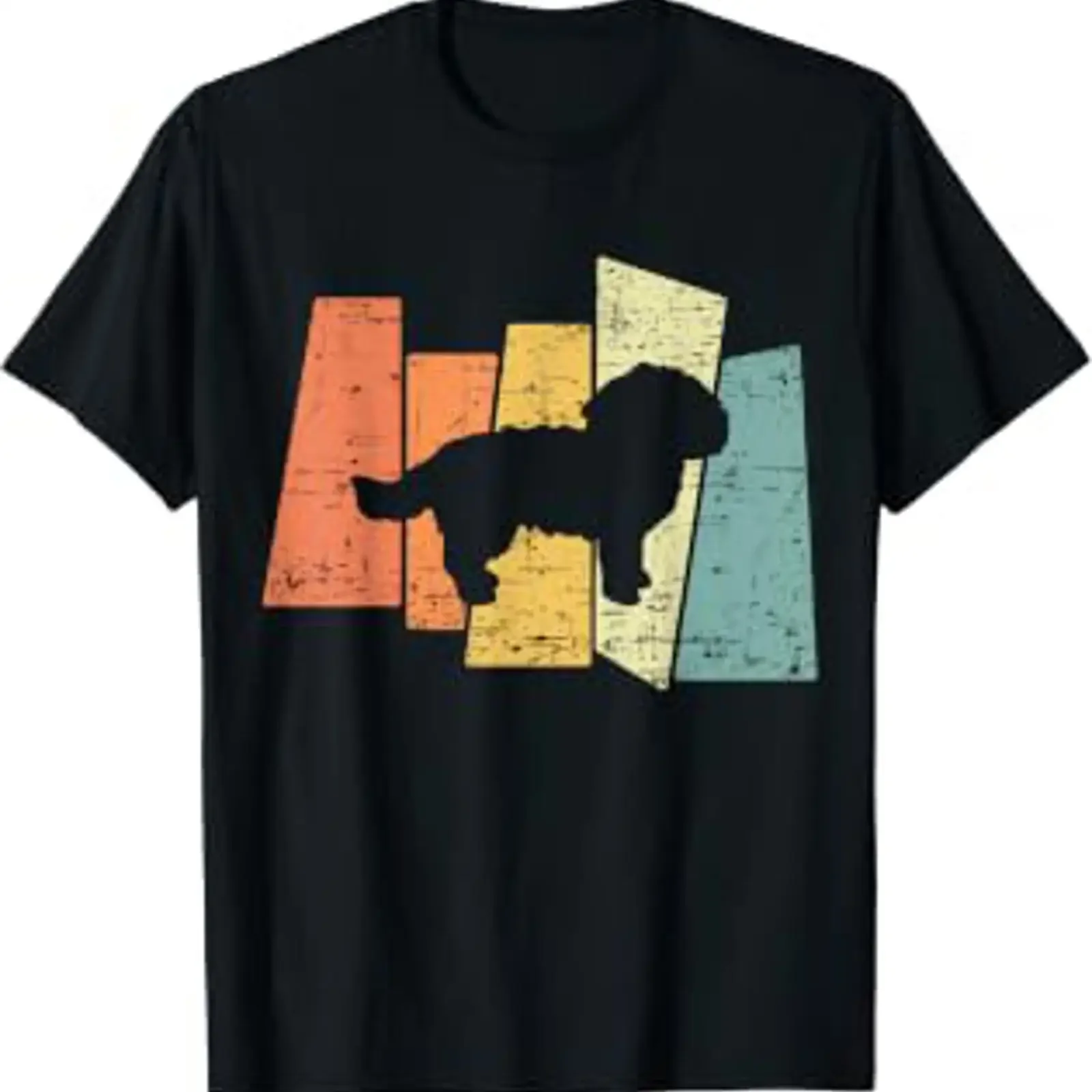 Camiseta vintage retro con diseño de perro maltés, ropa de diseñador con efecto lavado, top gráfico elástico para uso diario, elegante.