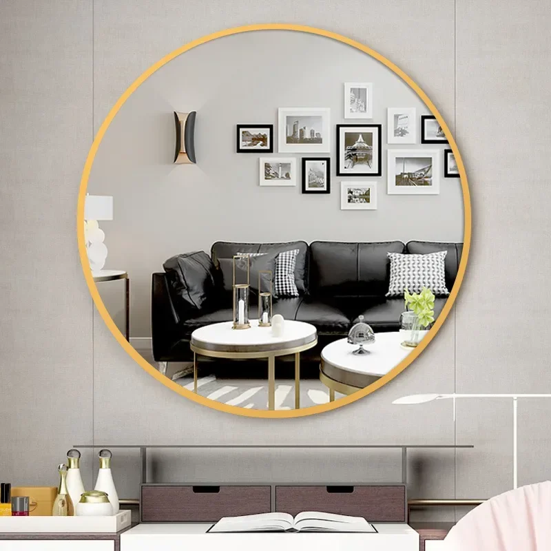 Bathroom Aluminum Mirror Bathroom Wall Mounted Makeup Mirror Shower Mirror Round Hotel Room