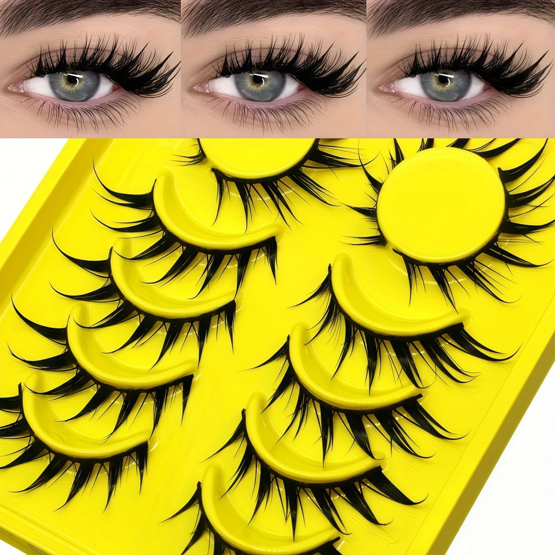 This False Eyelash Set Contains 6 Pairs Of Cartoon Cat Eye Styles, Creating Unique Charming Eye Makeup. The 3D Design Adds Densi