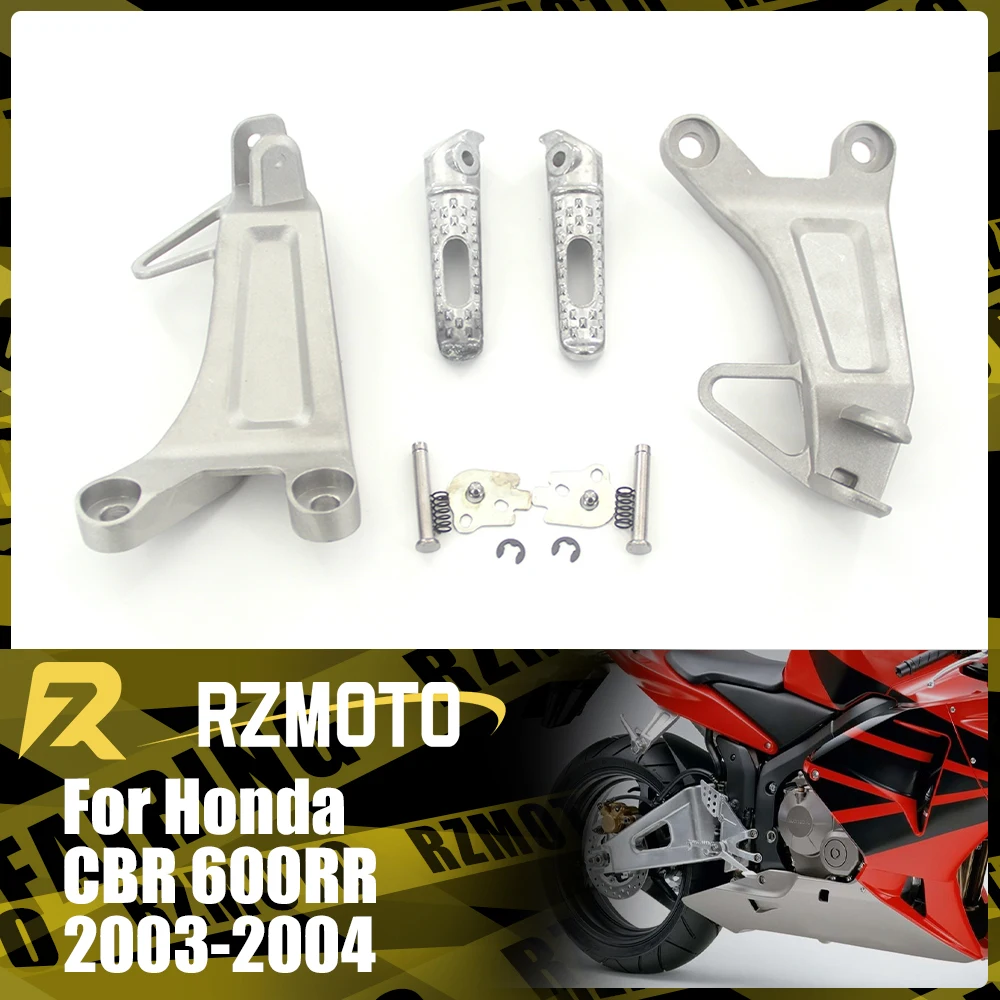 

Rear Foot Rests Pedal Accessories Parts For HONDA CBR-600RR 2003-2004 Motorcycle Folding Bracket Assembly Kit Silver black