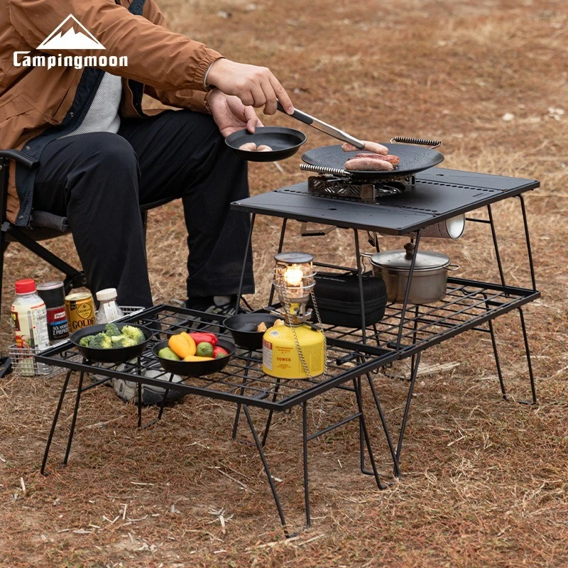 CAMPINGMOON CK-3G Outdoor Camping Dreischichtiger Klapp-Teetisch IGT Modularer Kocher-Tisch Multifunktionaler Erweiterungstisch