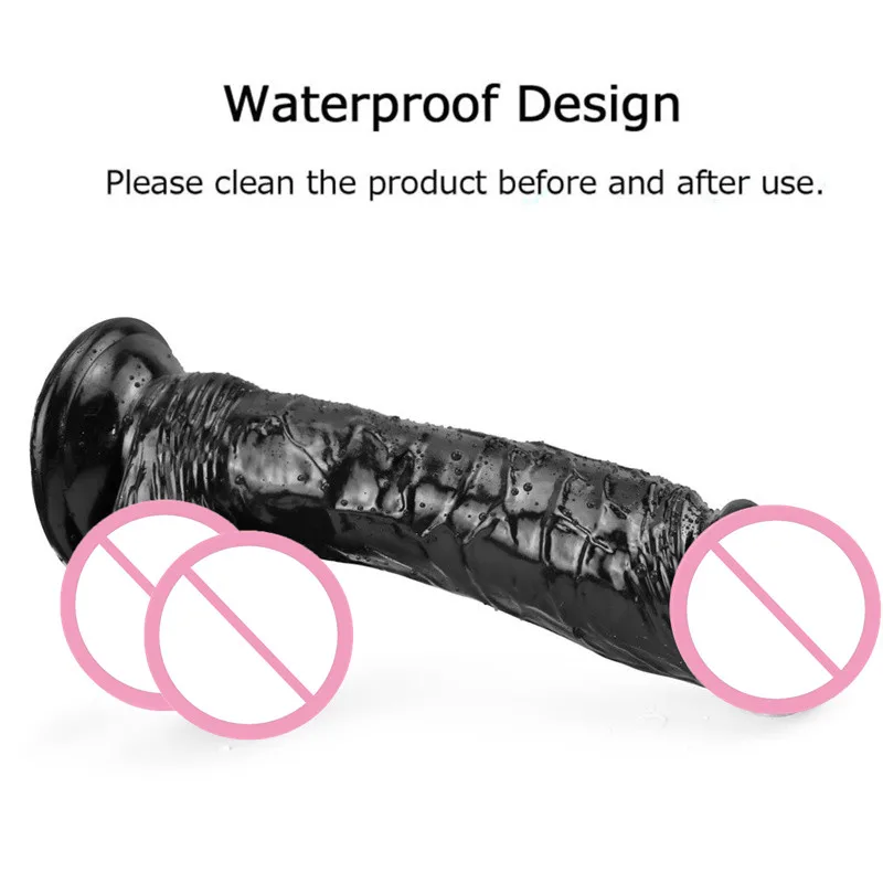 S/M/L Black Soft Silicone Realistic Dildo Super Large Penis Sex Toy For Men Women Powerful Suction Cup Female Masturbator 2#