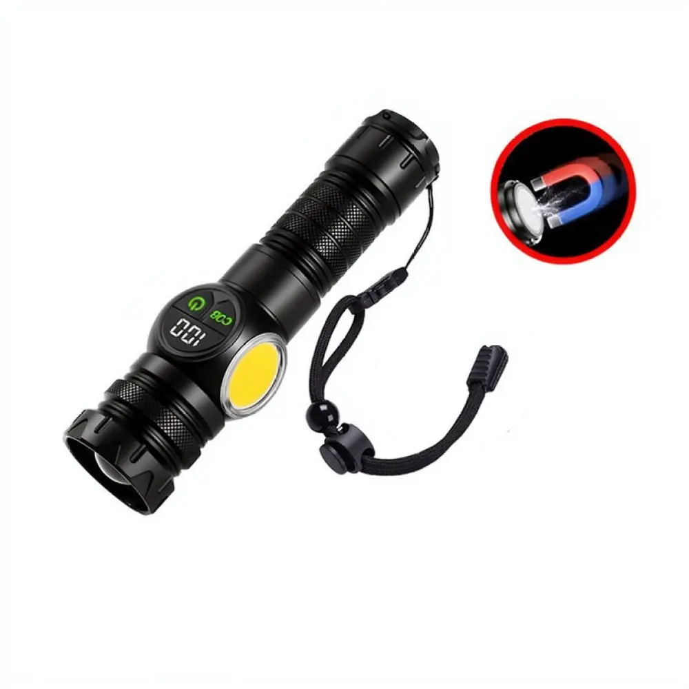 Multi Functional LED Flashlight Rechargeable Searchlight With Side Light Intelligent Screen For Outdoor Survival Repair