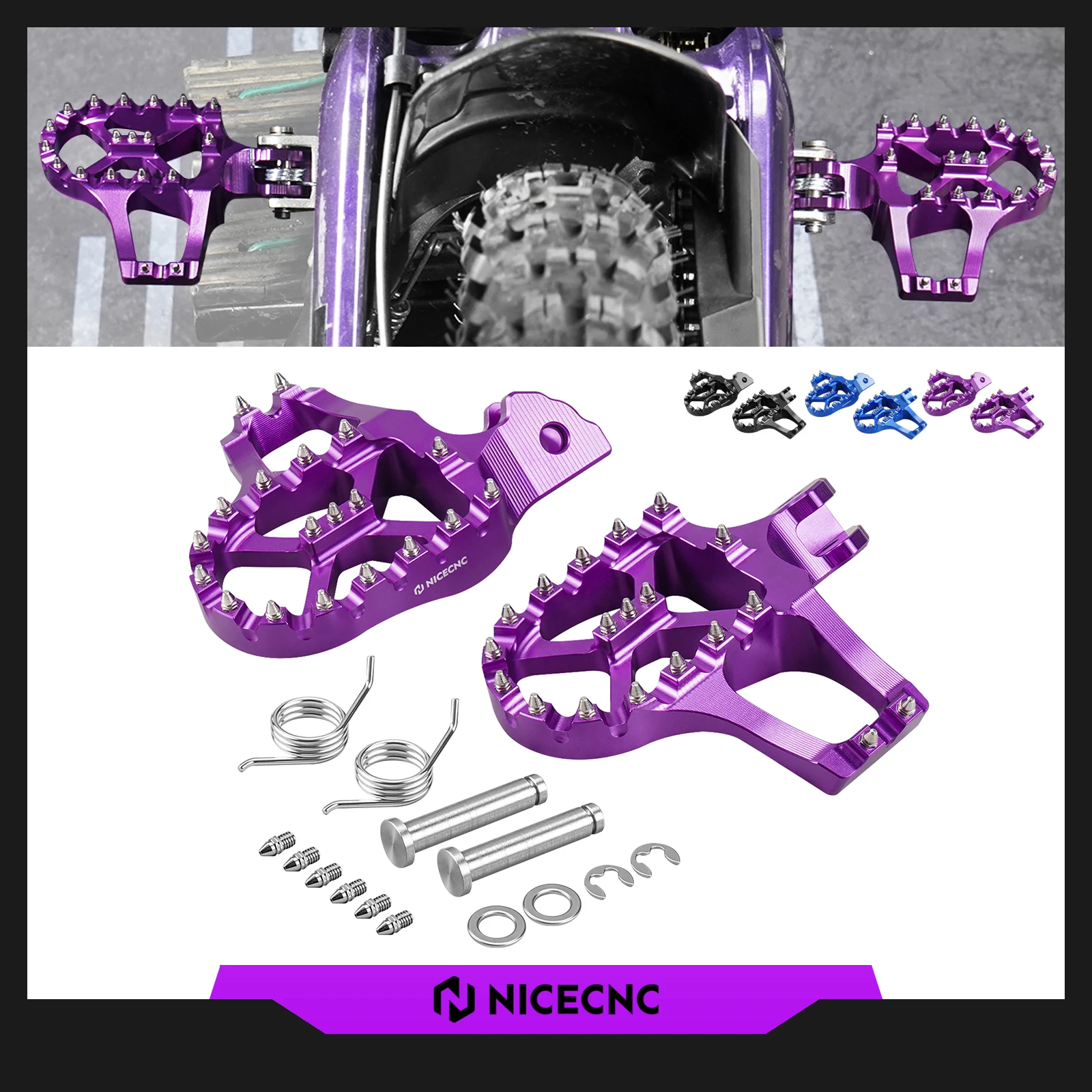 NICECNC For 2024 2023 Surron Light Bee X Extended Foot Pegs Lean Footrest Kit For Sur-Ron Light Bee S L1E Segway X260 2017-2024