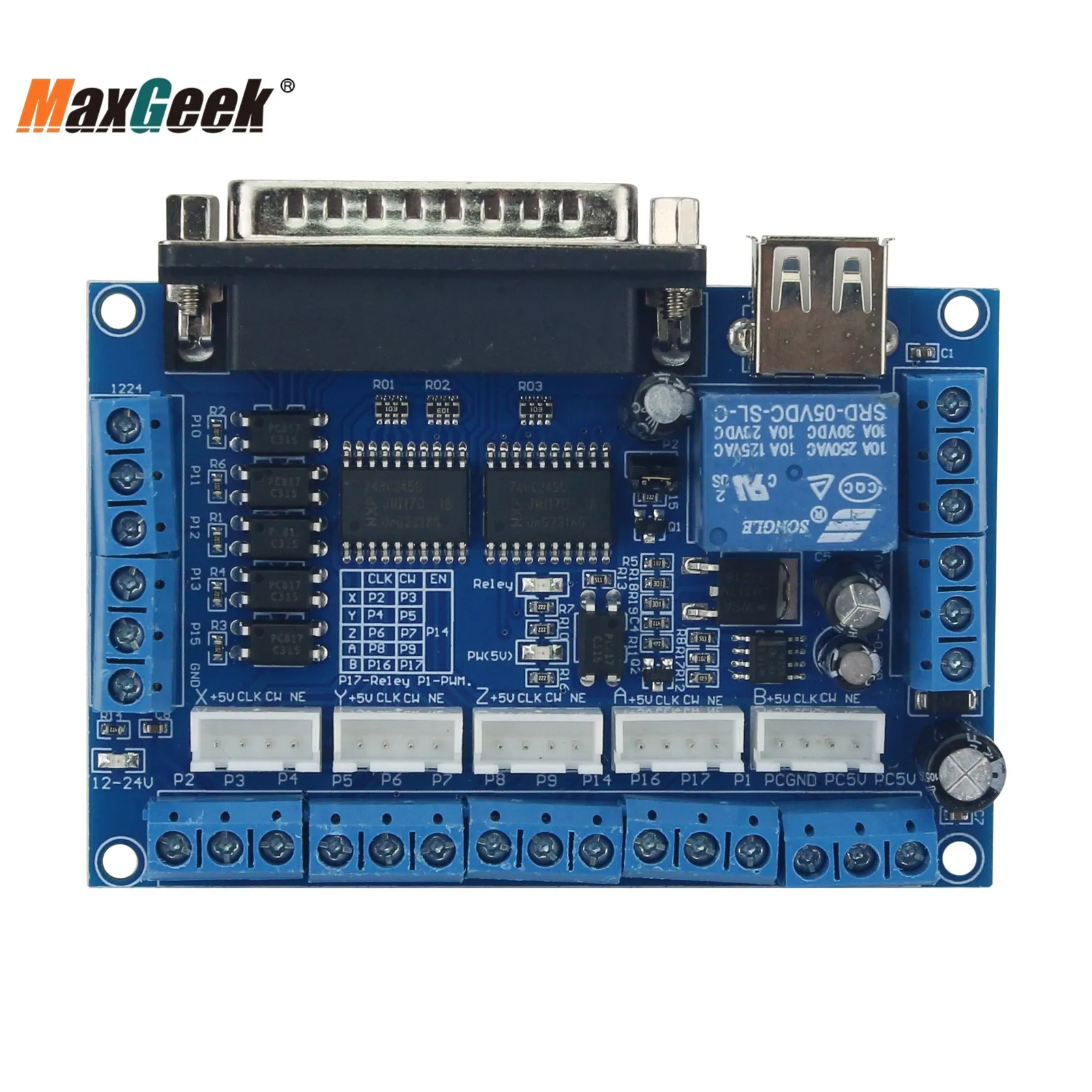 Maxgeek CNC MACH3 4 Axis LPT Port USB Card Motion Controller for Stepper Motor Engraving Machine Comparable to UC100