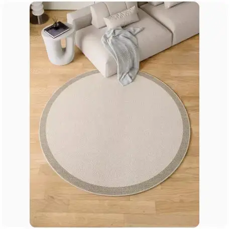 

Round Carpet Solid Color Beige Chair Non-Slip Waterproof Dirty Floor Mat