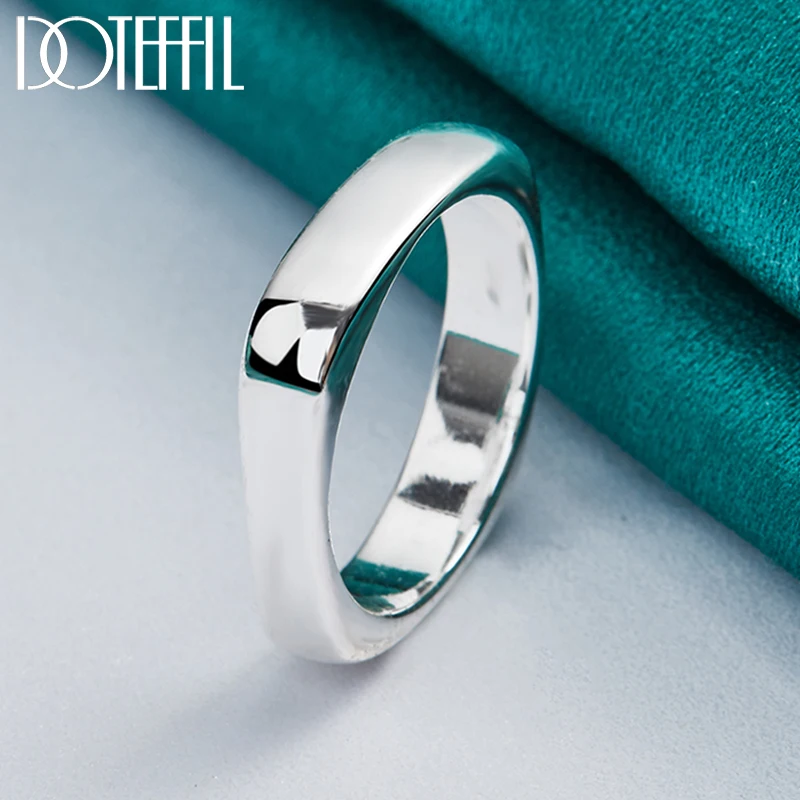 Square Circle Rings Silver Color For Women Men Brand Fashion Simple Wedding Engagement Party Jewelry