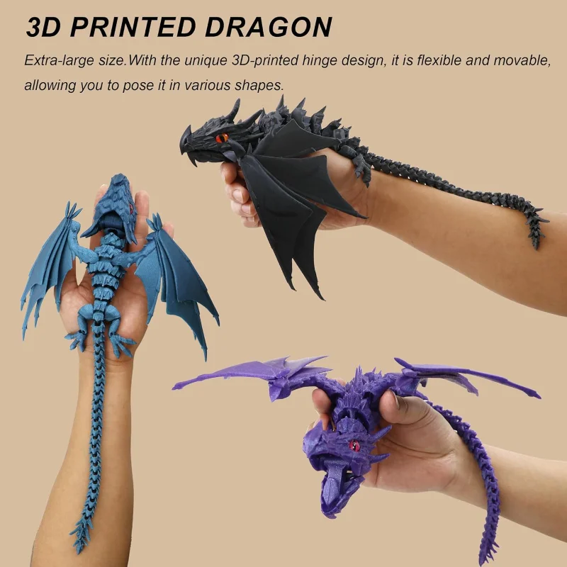 Modelo de dragón impreso en 3D, dragón articulado Flexible, animales impresos, juguetes, regalos de cumpleaños para niño, recuerdos de graduación de boda