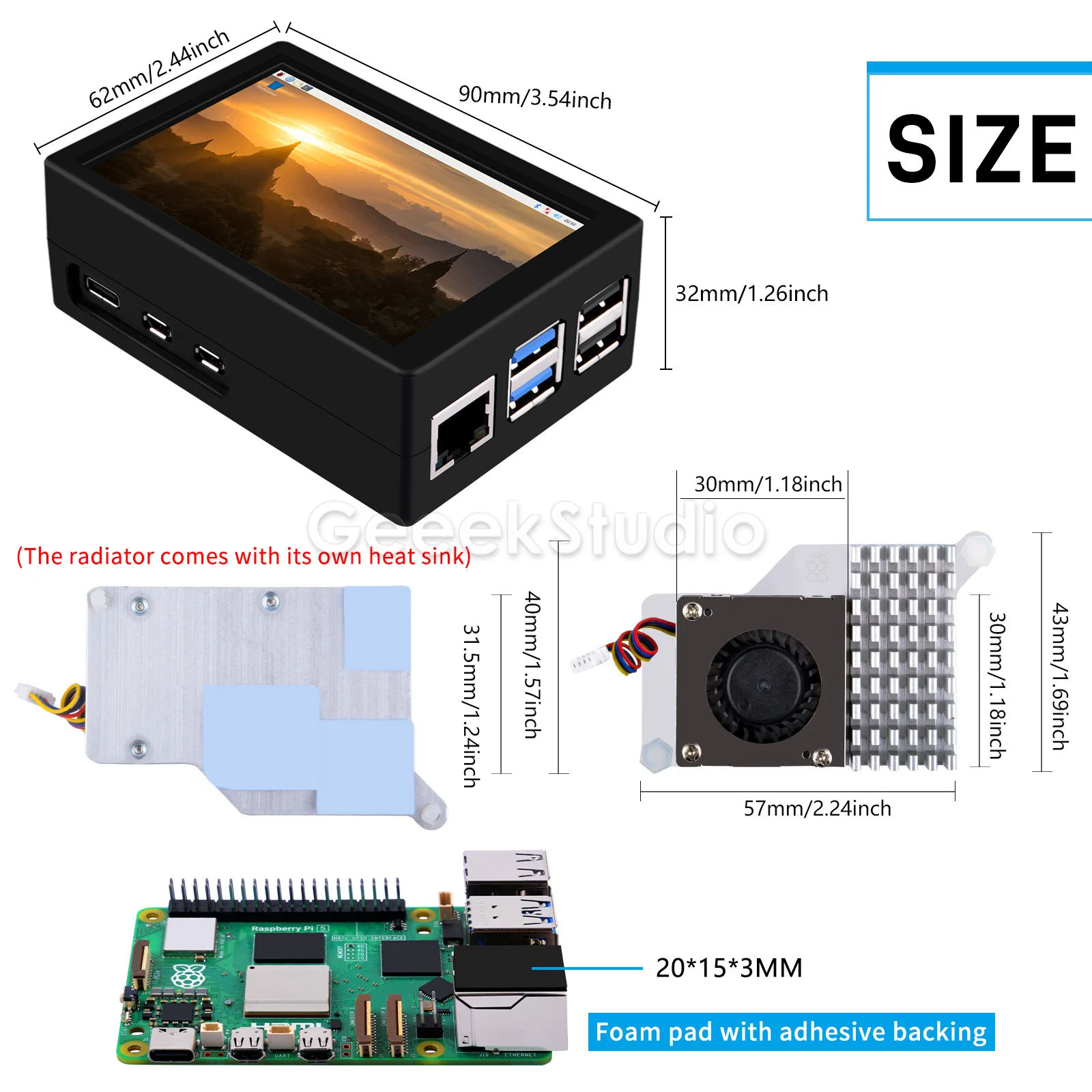 Imagem -03 - Display com Caixa Abs e Kit Refrigerador Ativo Framboesa pi 35 480x320 Pixels