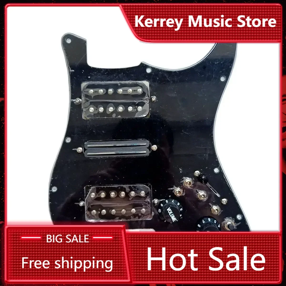 

Black Guitar Pickguard Pickups Black HSH Alnico 5 Humbucker Pickups Guitar Wiring Harness 7 Way 4 Push-Pull Switch ST Guitar