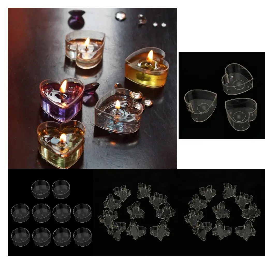 Plastic Heart Tealight Molds Candle Making Cups DIY Scented Candle Containers for Handmade Candles
