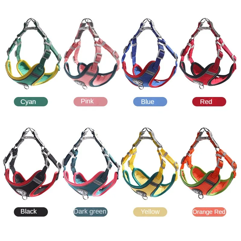 Reflective Adjustable Pet Dog Harness for Small Dogs Vest Chest Strap Leashes Set Safety Outdoors Walking Running Cat Lead