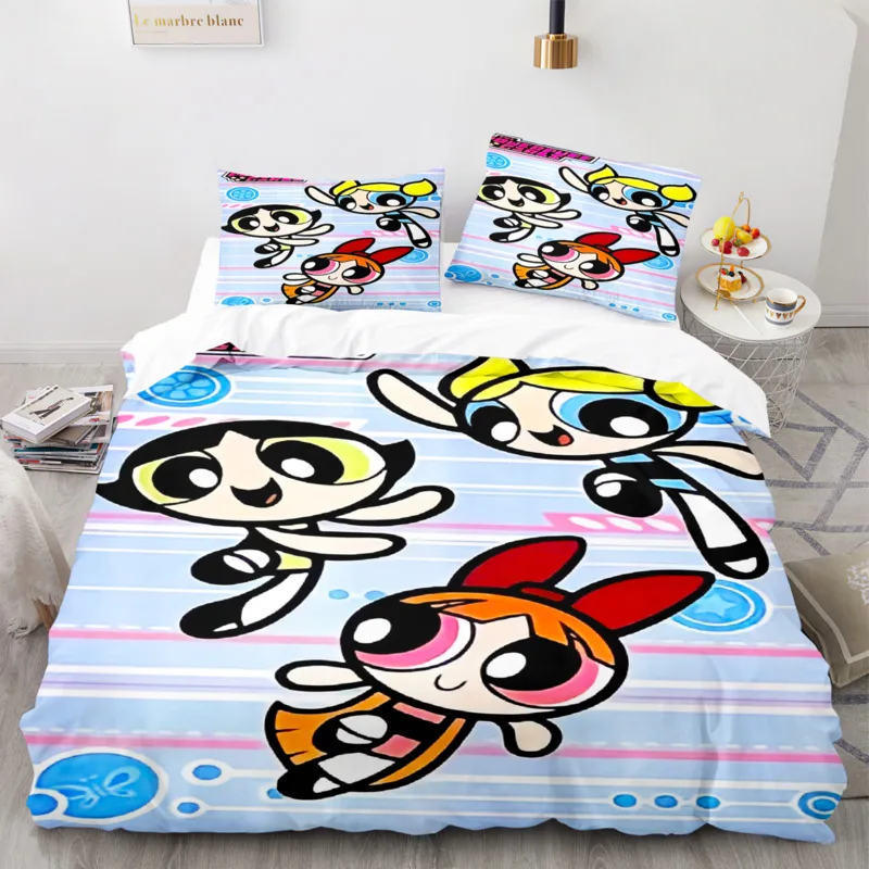 Powerpuff Girls cartoon bedding set 3D printing super soft and comfortable Duvet Cover bedroom decoration