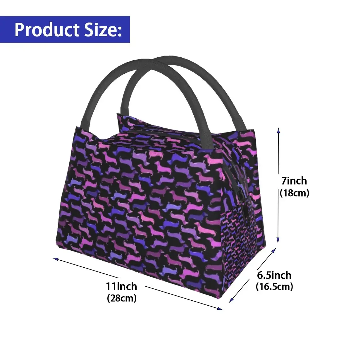 Custom Cute Dachshund Dog Lunch Bag Puppy Pet School Lunch Box For Child Cute Print Thermal Tote Handbags Oxford Cooler Bag