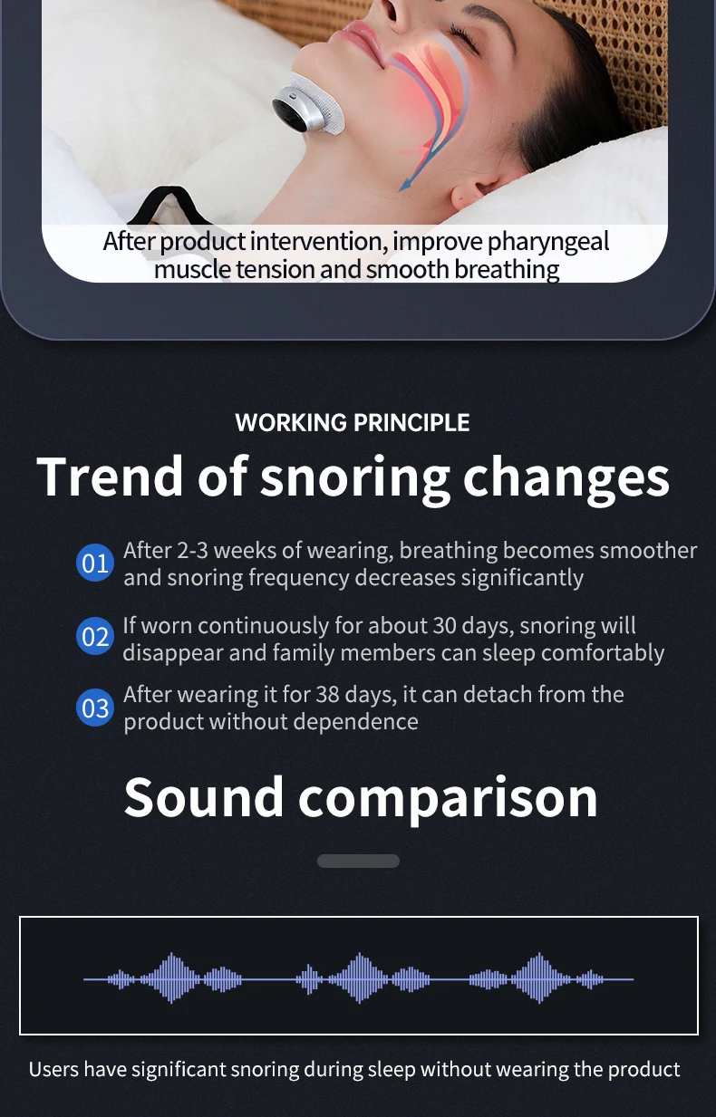 Anti-Schnarch-Gerät mit Dual-Puls-Stimulation - Schlafapnoe-Linderung, Schnarchreduktion, Muskeltrainer für eine ruhige Nacht – Detail 7