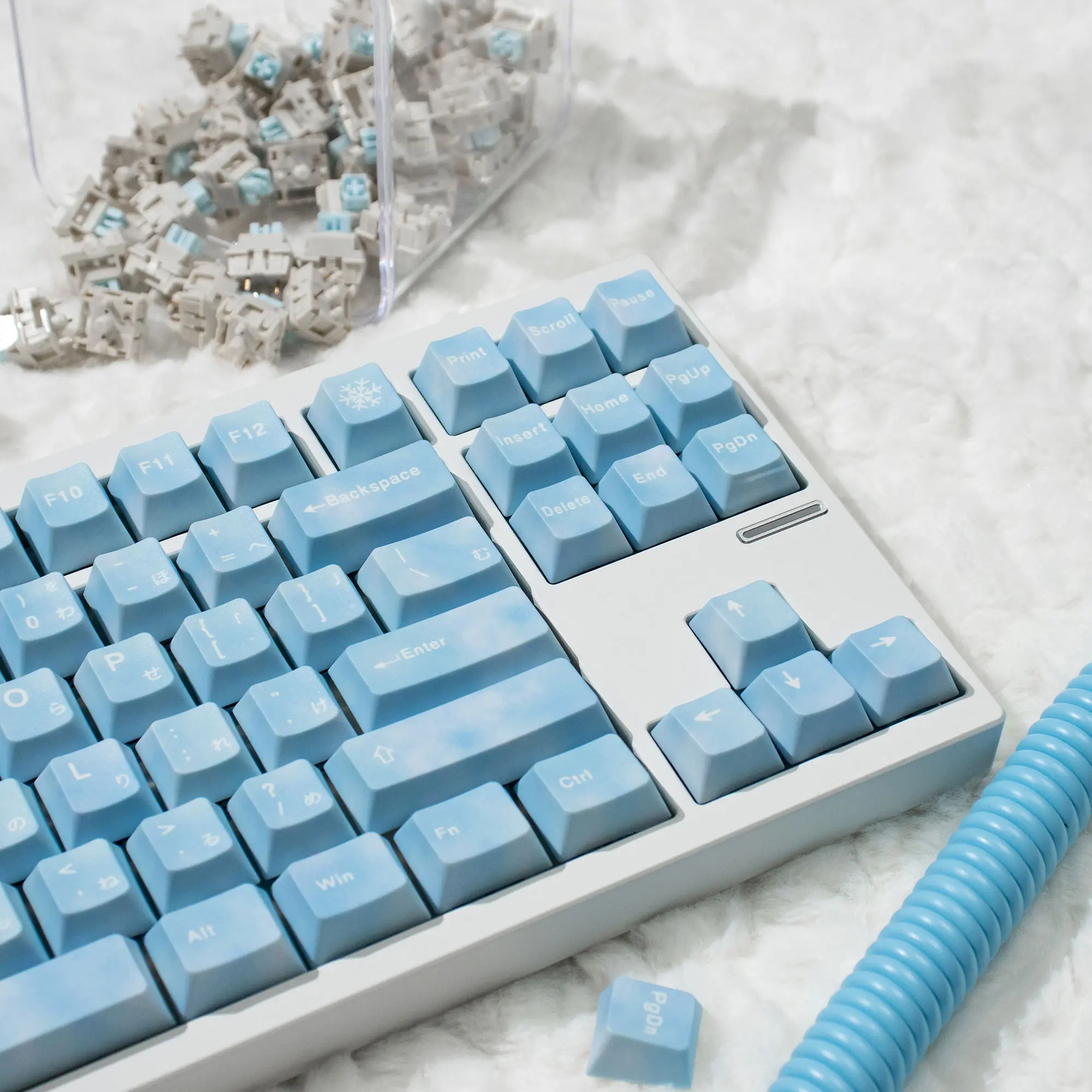 132 keys Blue Japanese Keycaps Cherry Profile Dye-Sublimate PBT Keycaps Custom keycaps for MX Switches Mechanical Keyboard kit