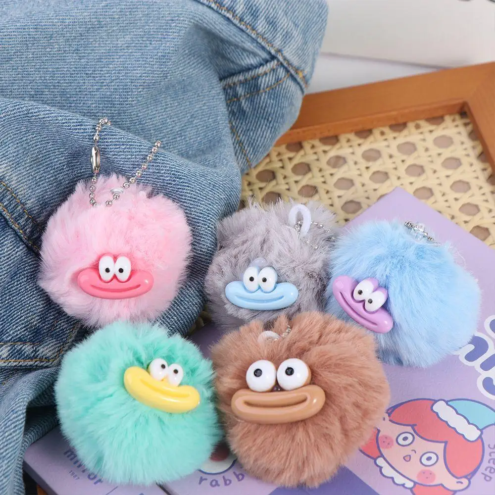 

Cute Cartoon Funny Clown Keychain Mini Plush Stuffed Sausage Mouth Keyring Fluffy Kawaii Big Mouth Plush Pendant Bag Pendant