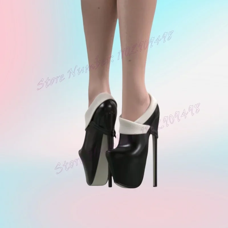 

Black Patchwork Strappy Platform Pumps Stilettos High Heels Shoes for Women Matte Leather Sexy Shoes 2024 Zapatos Para Mujere