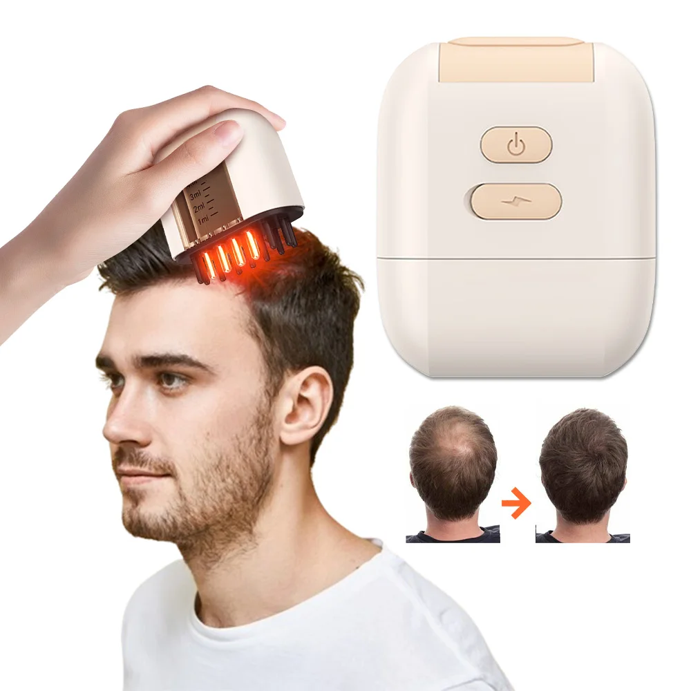 Head Scalp Massager 5ML Medicine Liquid Oil Applicator Anti-hair Loss Promote Hair Growth Light Therapy Vibration Massage Comb