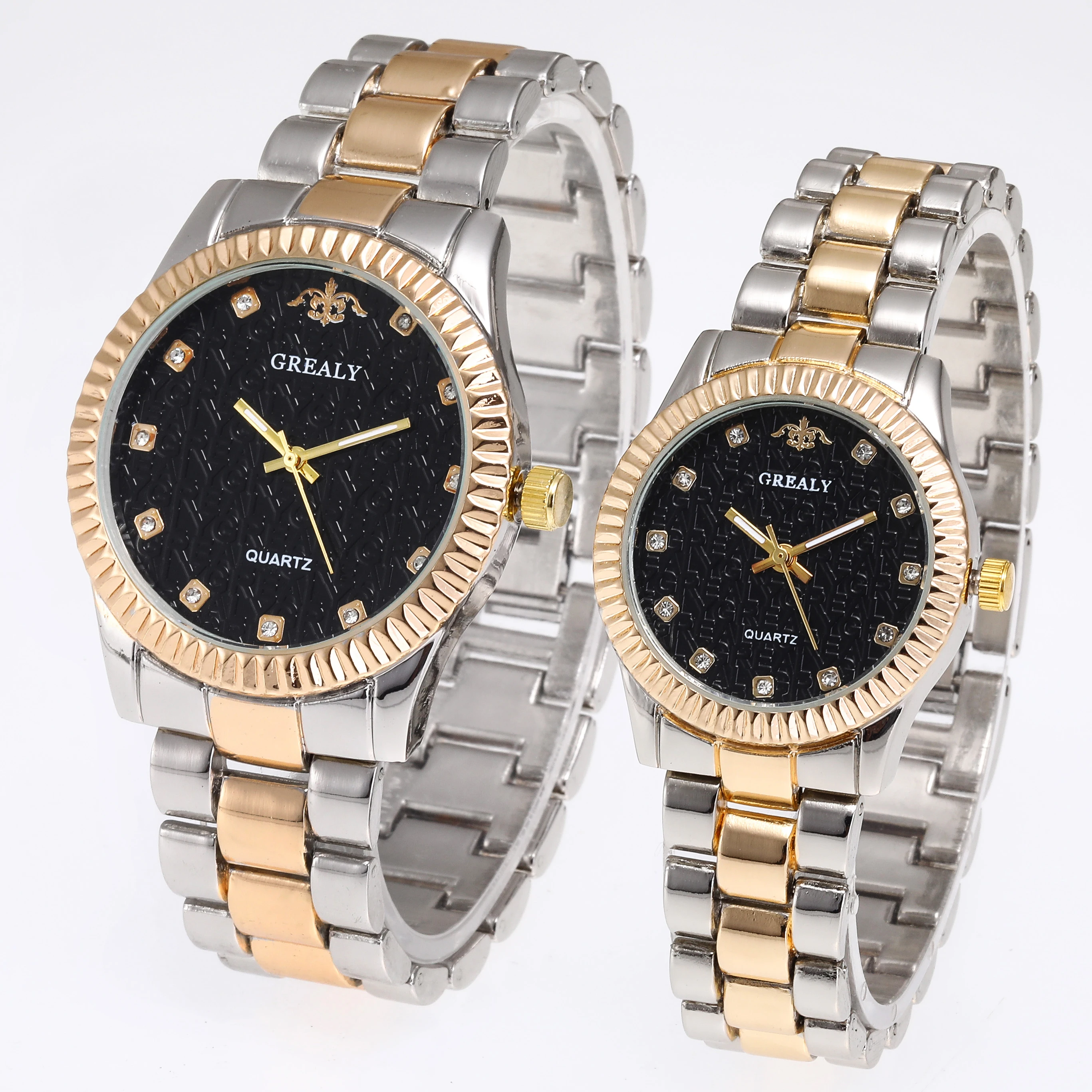 ساعة رجالية كوارتز كاجوال عصرية بسوار فولاذي، ساعات زوجية واحدة للرجال وواحد للنساء