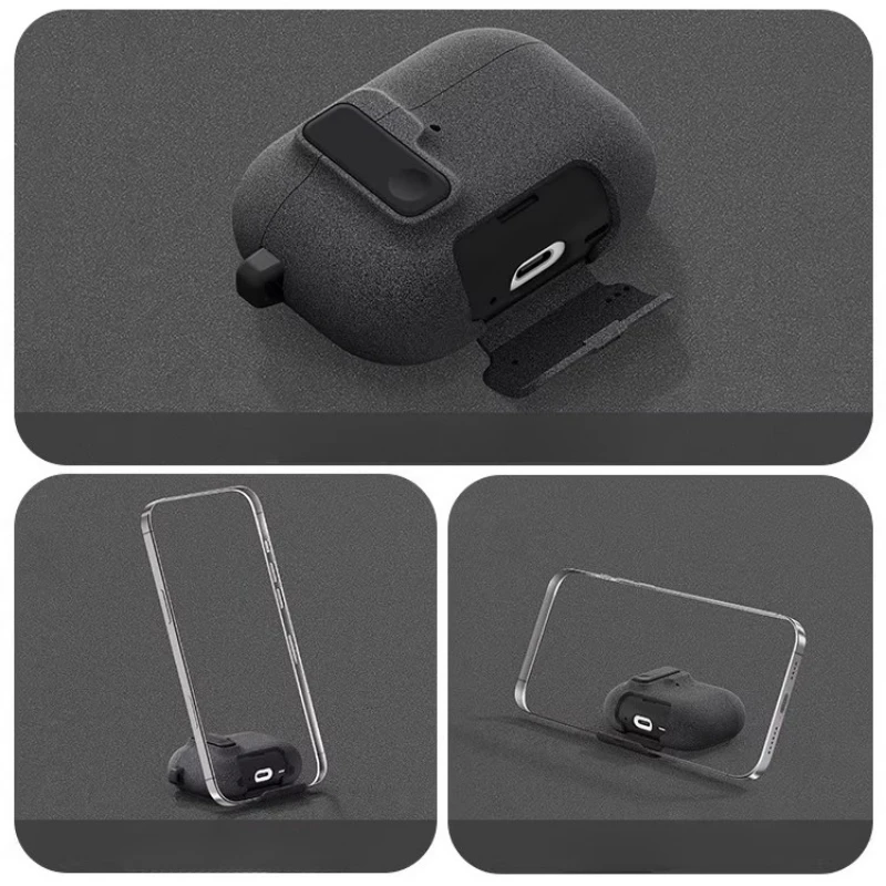Voor AirPods Pro 3 Case met Veilig Slot Voor AirPods Pro 2 3 2 Generatie Case Beschermhoes met Telefoon Stand voor AirPods 4