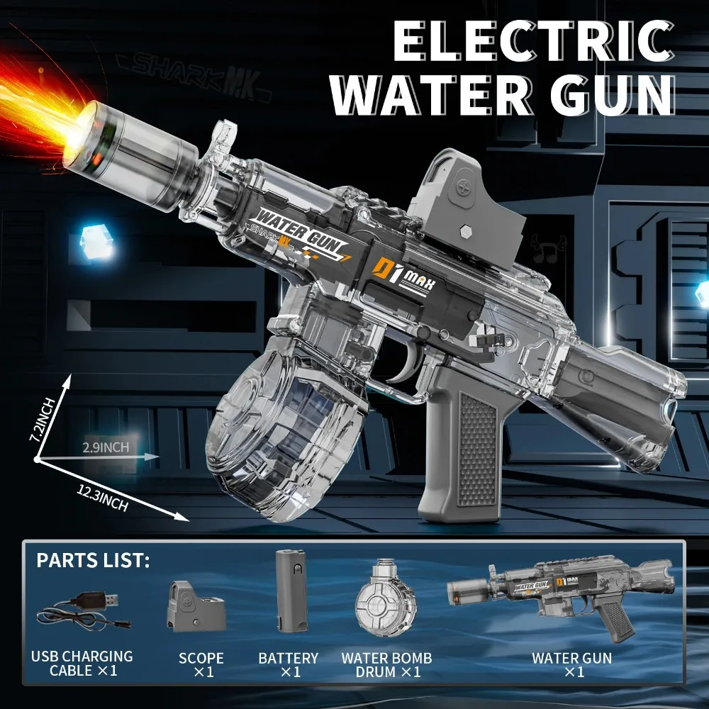 Pistolas de agua eléctricas, tirador de agua completamente automático, juego de lucha en la playa al aire libre de verano, pistola de agua de juguete para niños, regalos de cumpleaños y Navidad
